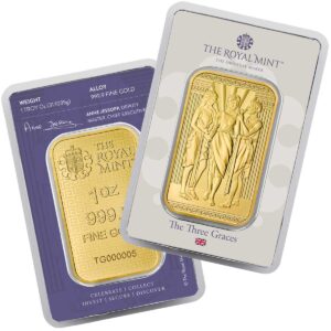 1 oz Great Britain The Great Engravers Collection Three Graces Gold Bar (New/ Assay)