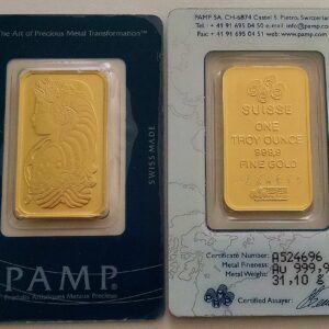 1 oz PAMP Suisse Gold Bar For Sale (PAMP Design, New w/ Assay)