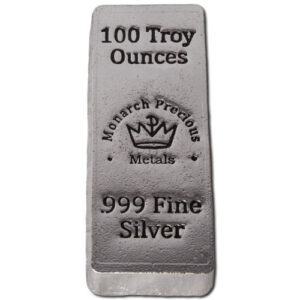 100 oz Monarch Hand Poured Loaf Silver Bar (New)