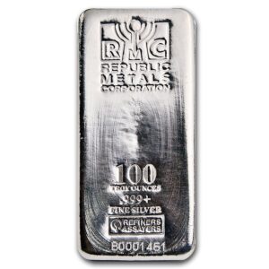 100 oz RMC Republic Metals Silver Bar (Cast, Secondary Market)