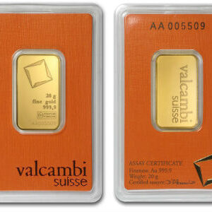 20 Gram Valcambi Gold Bar For Sale (New w/ Assay)
