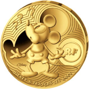 2016 5 oz Proof French Gold Mickey Mouse Through the Ages Coin (Box + CoA)