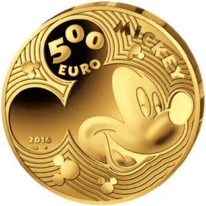 2016 5 oz Proof French Gold Mickey Mouse Through the Ages Coin (Box + CoA)