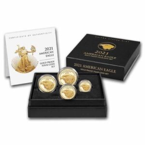2021-W 4-Coin Proof American Gold Eagle Set (Box + CoA, Type 2)