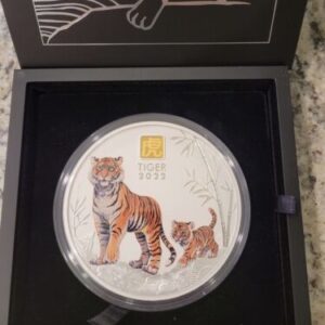 2022 1 Kilo Australian Silver Lunar Tiger Coin (Gold Privy, Box + CoA)
