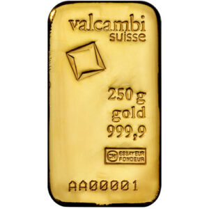 250 Gram Valcambi Cast Gold Bar For Sale (New w/ Assay)