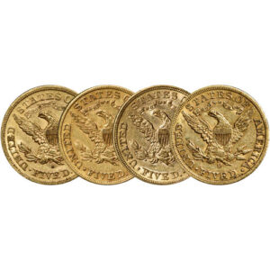 Pre-33 $5 Liberty Gold Half Eagle 4-Coin Set (1838-1899, XF+)